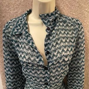 Sheer print button up blouse